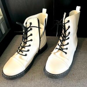 White combat boots